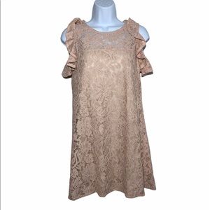 Alythea Womens Blush Pink Lace Cold Shoulder Dress Size Small - NWT